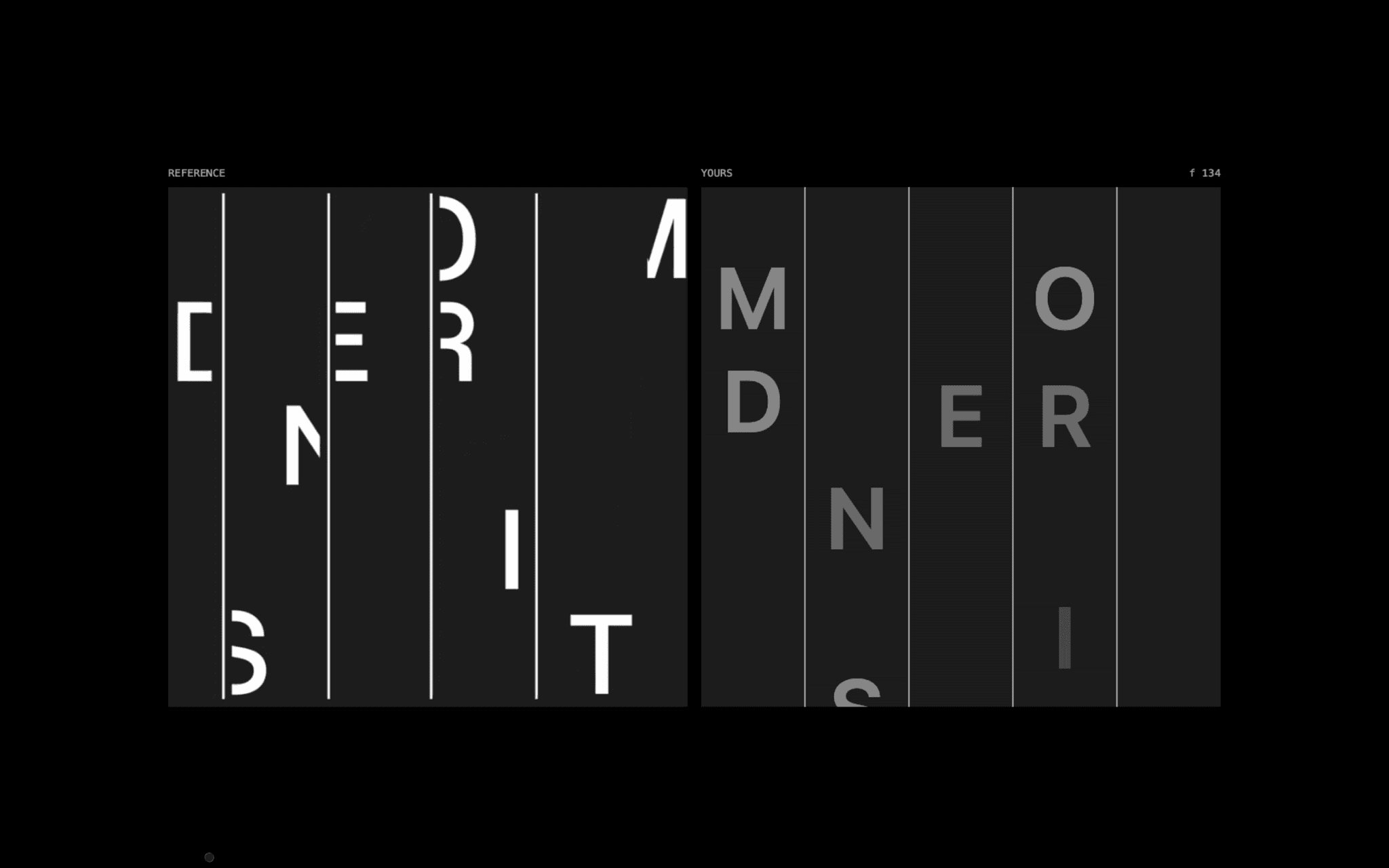 Reference and your version, side by side