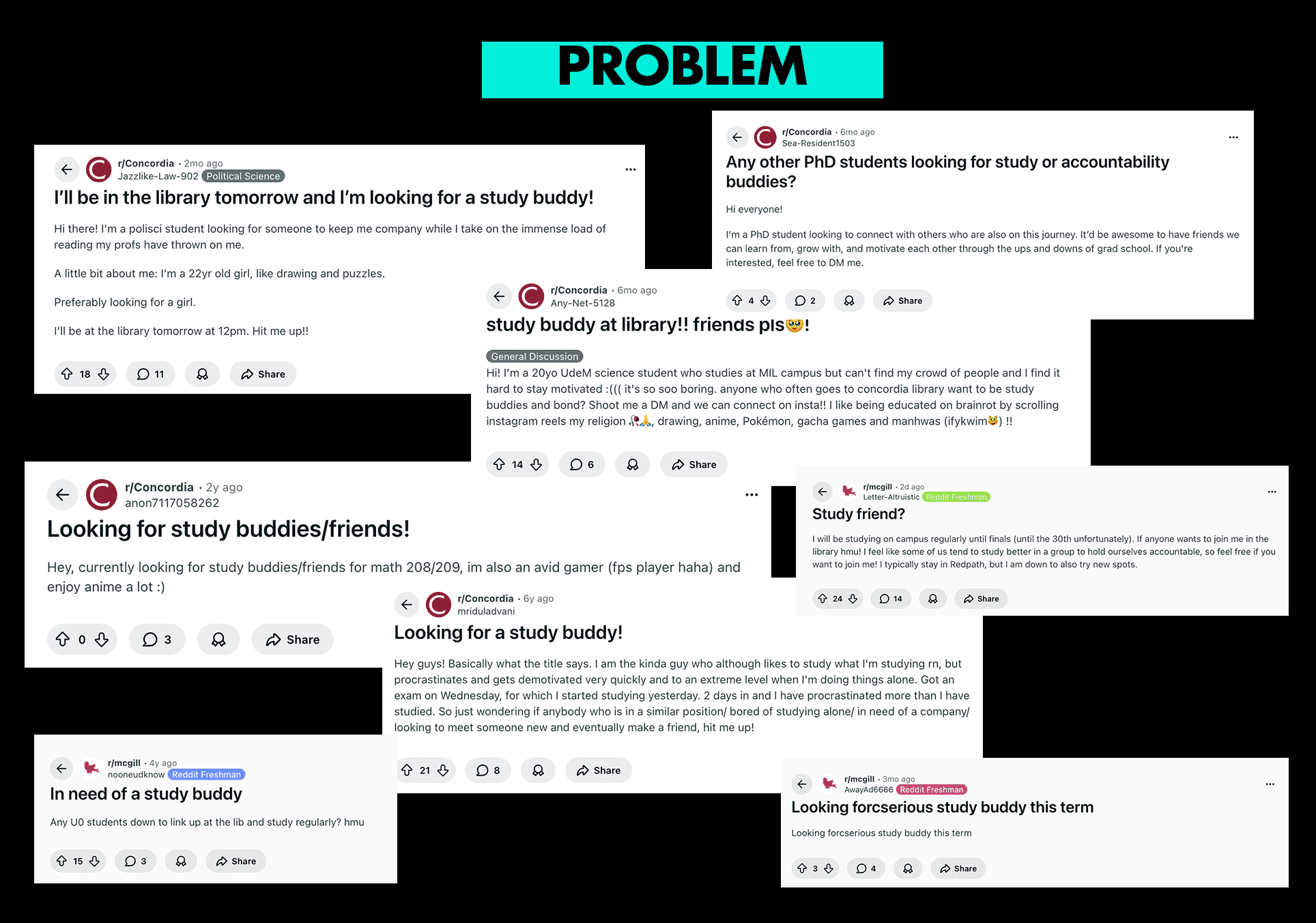 Posts from local university subreddits