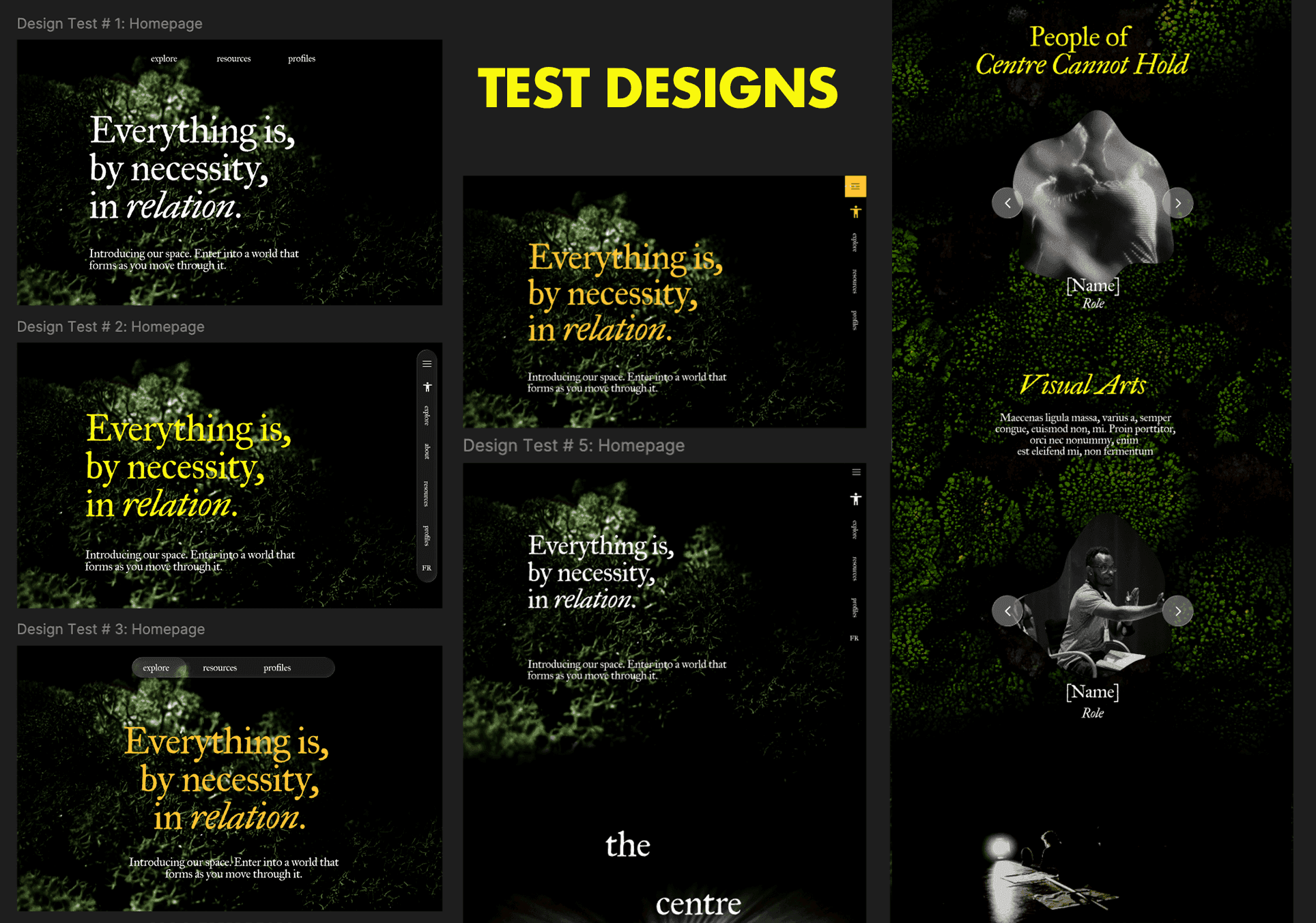 Homepage variations tested with participants