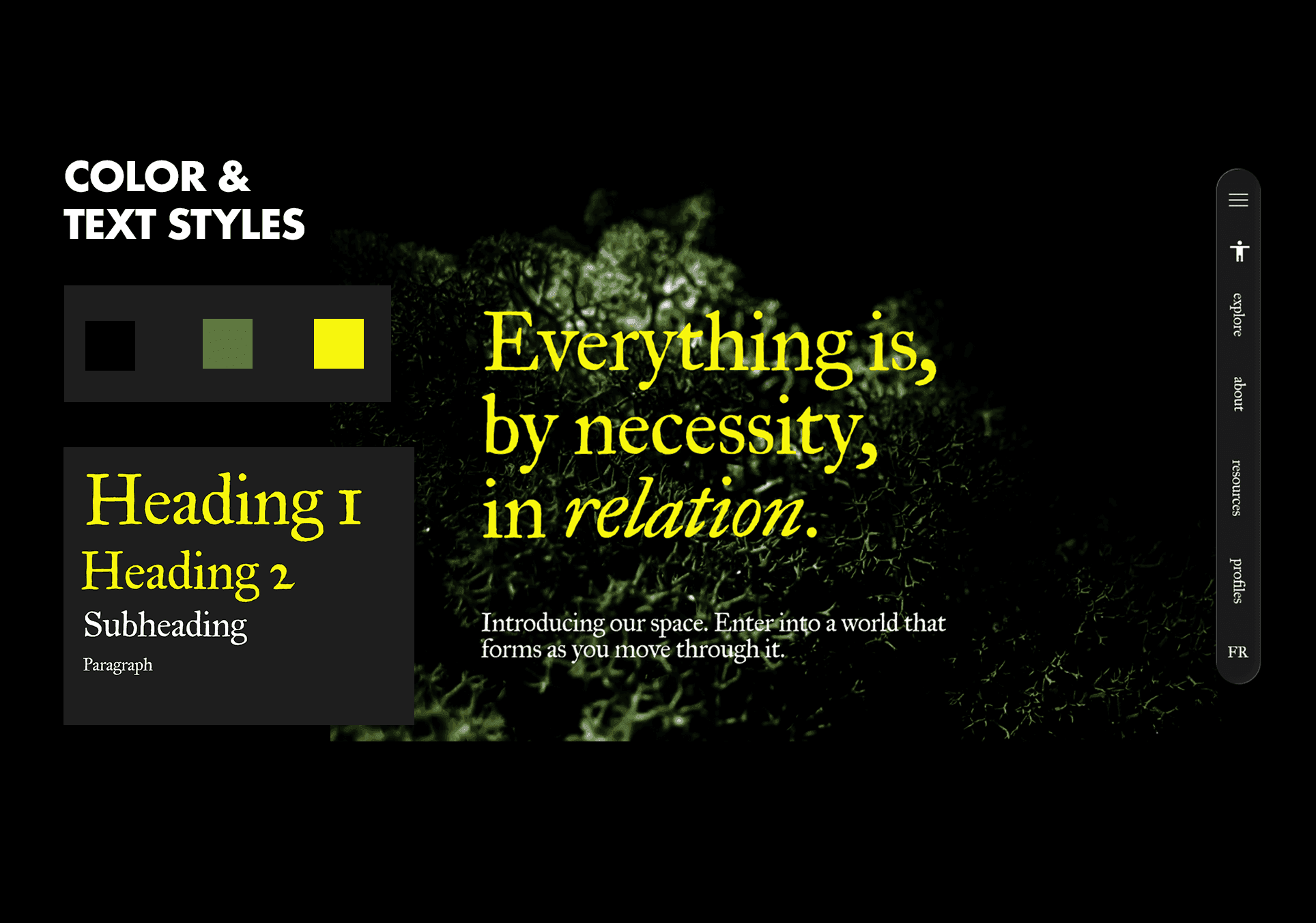 Black, moss and yellow for high contrast